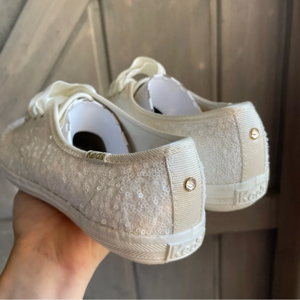 KEDS Celebration Sequin Off White Sneakers size 6‎ NEW Wedding bridal